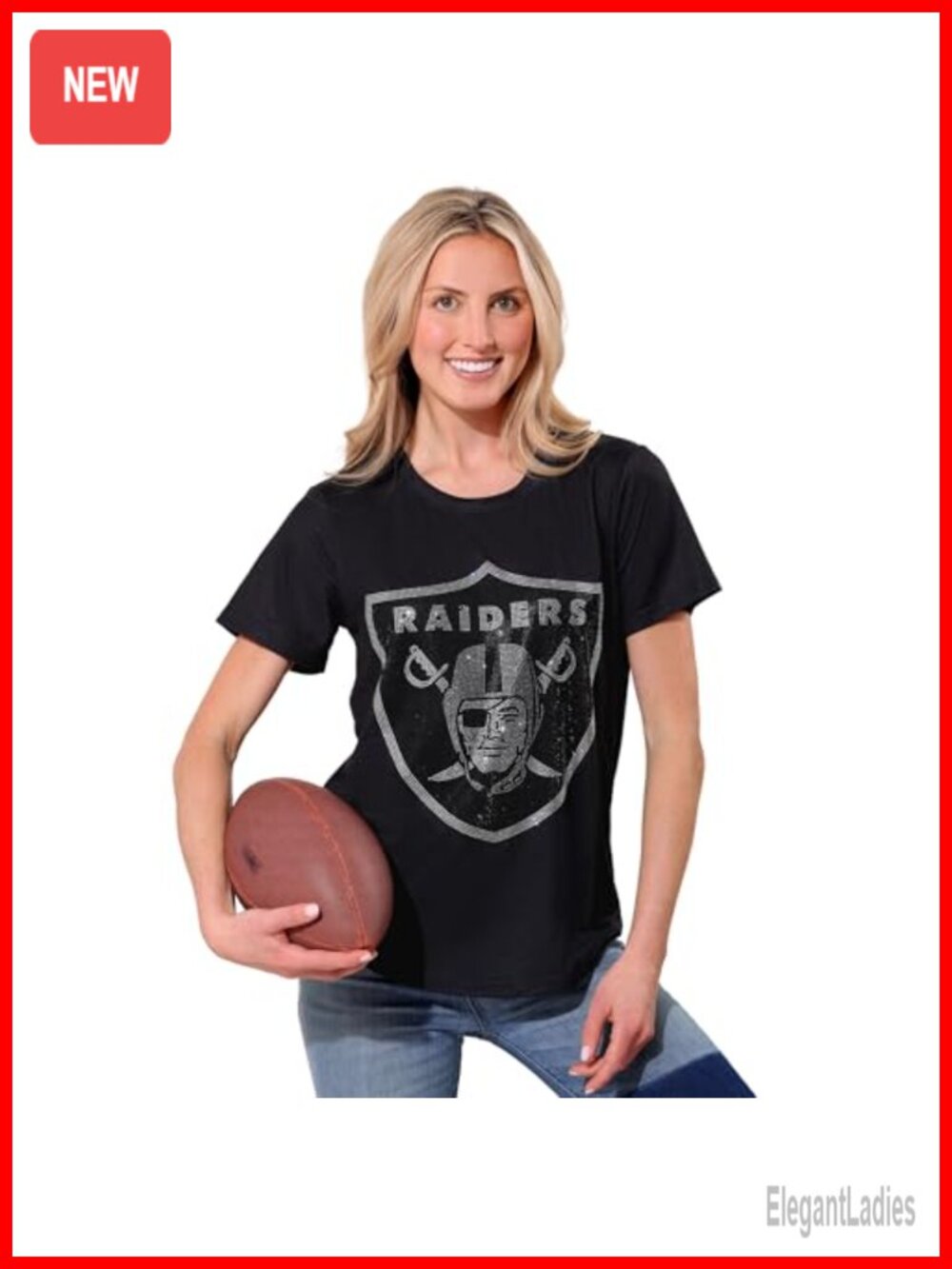 NFL Rhinestone Team Logo Tunic Top Short Sleeve Crew Neck